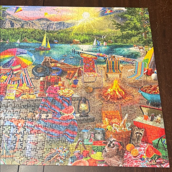 Buffalo Aimee Stewart The Family Campsite Puzzle. 1000 pieces.  Complete/ poster - Picture 6 of 7